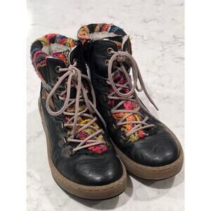 Rieker Women’s Felicitas Lace Up Side Zip Ankle Boots Size 37 (6.5US) Black